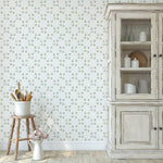 Leaf Lattice Wallpaper Wall Stencil - Room Setting
