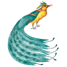 Peacock with Curved Tail Wall Stencil
