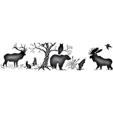 Moose Silhouette Wall Stencil Border