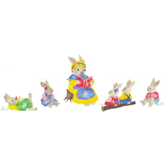 Rabbit Family Wall Stencil Border