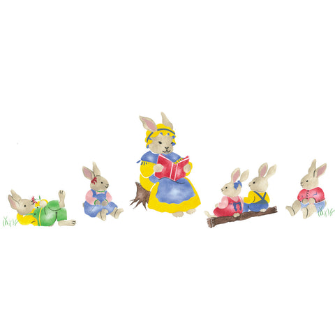 Rabbit Family Wall Stencil Border