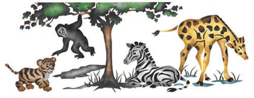 Baby Animals Wall Stencil Border