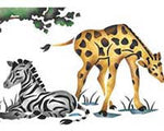 Baby Animals with Jungle Scene Wall Stencil