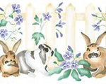Bunnies with Fence Wall Stencil