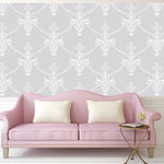 Antique Wallpaper Wall Stencil - Room Setting