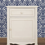 Fleur de Lis Scroll Wall Stencil - Room Setting