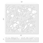 Contemporary Birds in Trees Allover Wall Stencil - Dimensions
