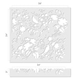 Contemporary Birds in Trees Allover Wall Stencil - Dimensions