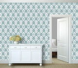 Small Royal Damask Allover Wall Stencil - Room Setting