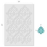 Small Royal Damask Allover Wall Stencil - Dimensions
