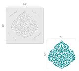 Single 12 Inch Moroccan Damask Wall Stencil - Dimensions