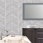 Handpainted Chevron Allover Wall Stencil - Room Setting