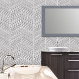Handpainted Chevron Allover Wall Stencil - Room Setting