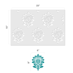 Batik Damask Allover Pattern Wall Stencil - Dimensions