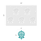 Batik Damask Allover Pattern Wall Stencil - Dimensions