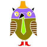 Owl Wall Stencil Brown and Purple
