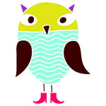 Owl Wall Stencil Yellow and Light Blue