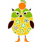 Owl Wall Stencil Green and Flower patterned