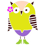 Owl Wall Stencil Yellow, Purple, and Tan