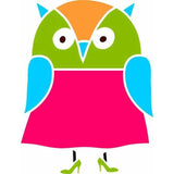 Owl Wall Stencil Orange, Green, and Pink