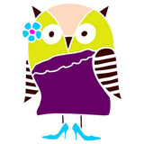 Owl Wall Stencil Tan, Yellow, and Purple