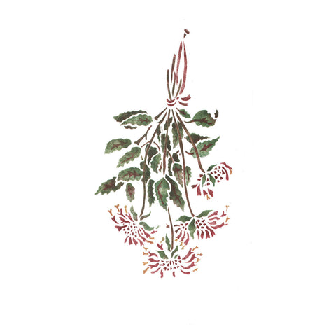 Hanging Bergamot Herbs Wall Stencil by DeeSigns