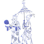 Chinese Noble Ladies Wall Stencil by DeeSigns