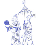 Chinese Noble Ladies Wall Stencil by DeeSigns