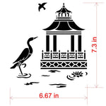 Pagoda Insert Wall Stencil for Oriental Toile by Jeff Raum - Dimesions
