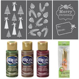 Christmas Greenery Gift Wrap Stencil Kit.