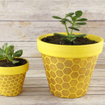 Hex Stencil on Pots