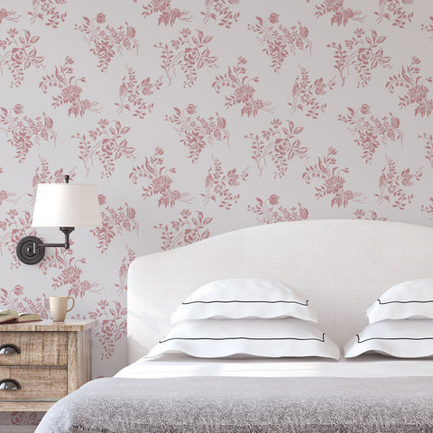 Heirloom Garden Wall Stencil - Room Setting