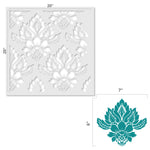 Olivia Contemporary Damask Allover Wall Stencil - Dimensions