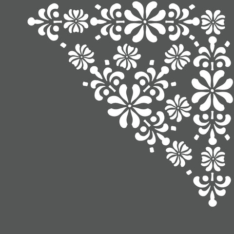 Antique Rosette Corner Wall Stencil