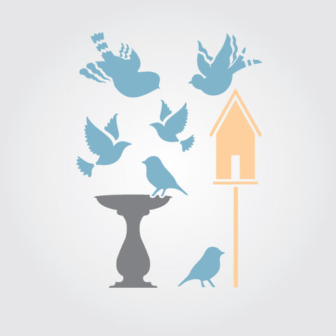 Flock Of Birds Wall Stencil