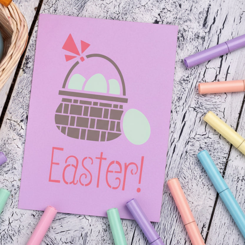Easter Basket Wall Stencil | Reusable Easter Decor