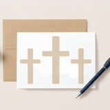 Easter Crosses Wall Stencil painted onto an Easter Greeting Card
