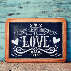 All You Need Is Love Stencil on Chalkboard