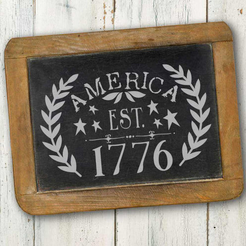 America Est. 1776 Stencil on Chalkboard