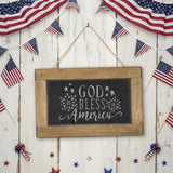 God Bless the USA on a chalkboard
