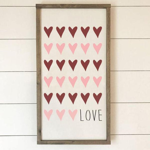 Rows of Hearts Valentines Wall Stencil