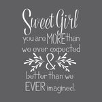 Sweet Baby Girl Craft Stencil