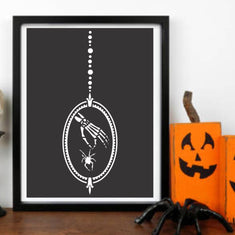 Halloween Skeleton Hand With Spider Stencil