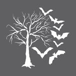 Halloween Haunted Tree and Bats Wall Stencil