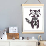Raccoon Forest Critter Wall Stencil