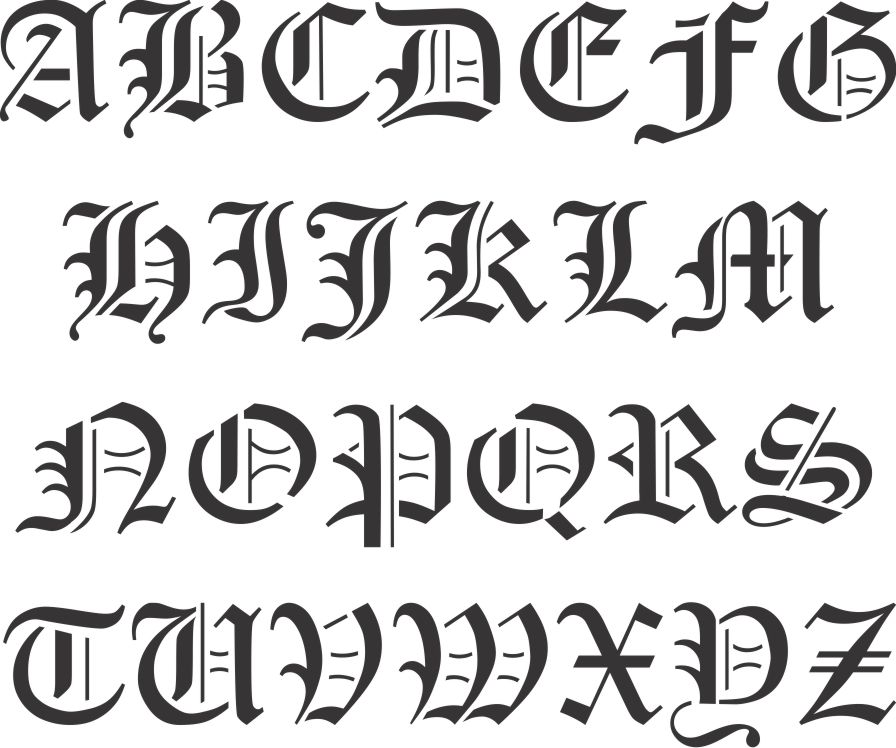 old-english-alphabet-stencil-set