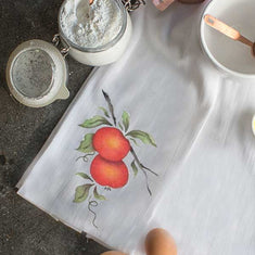 Apples Stencil on a Tea Towel