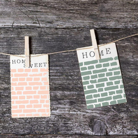 Broken Bricks Stencil Painted Tags