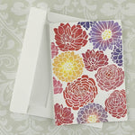 Flowers Zinnia Daisy Peony Stencil on Greeting Card