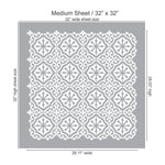 Bohemian Tile Wall Stencil Medium Sheet 32x32